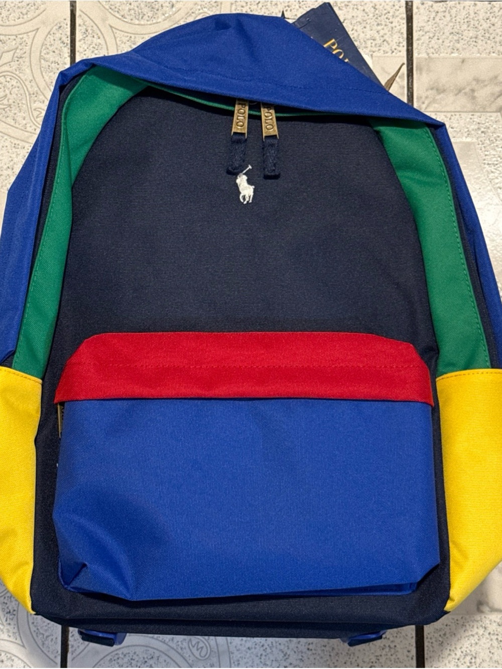 New Polo Ralph Lauren Embroidered Pony Logo Color-Block Backpack Unisex One Size